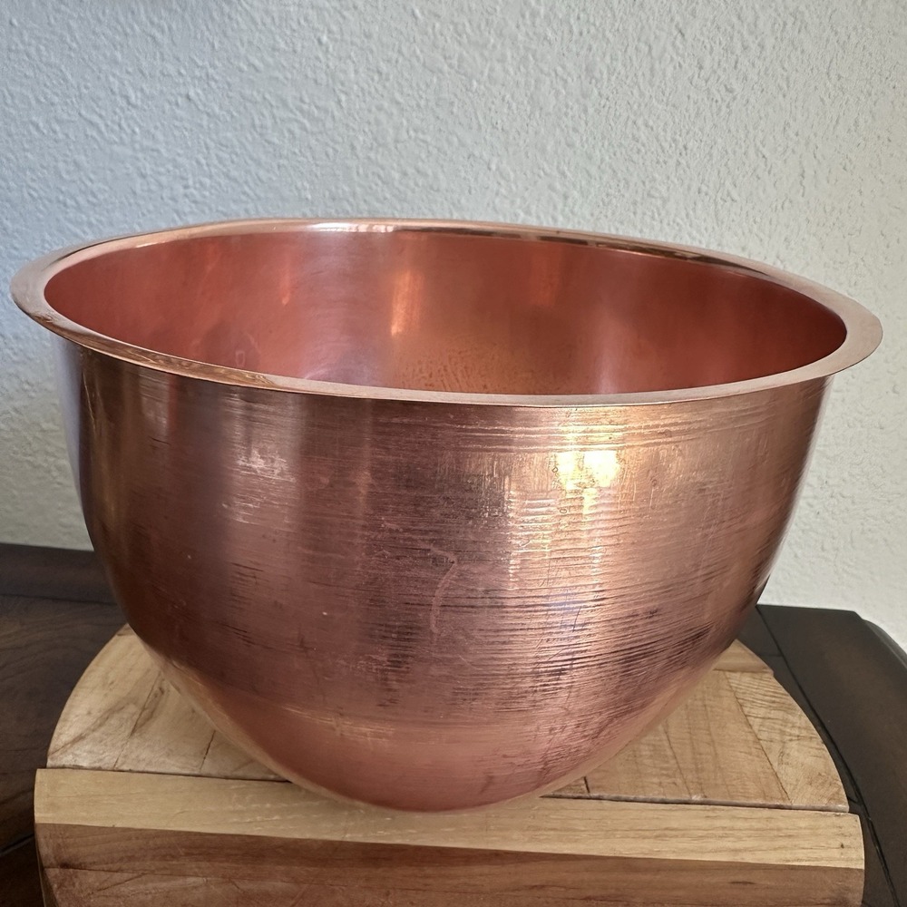 Vintage O.D.I. Spun Solid Copper Mixing Bowl 9" Egg White Whipping Beating Cook